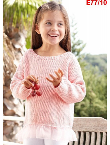 Modèle à tricoter gratuit Pull fille Laine Katia coton Cotton 100%